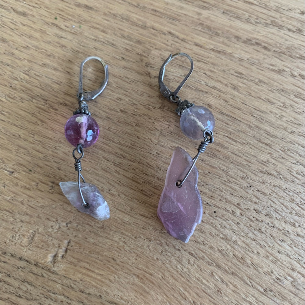 Assymetrical pierced Earrings Pink Dangle Jewelry Women’s Preloved